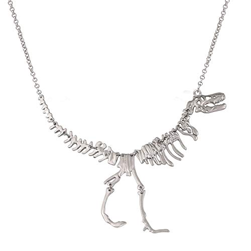 YEYA Dinosaur Vintage Necklace Short Collar Fashion Costume Jewelry for Women Teens (necklace silver)
