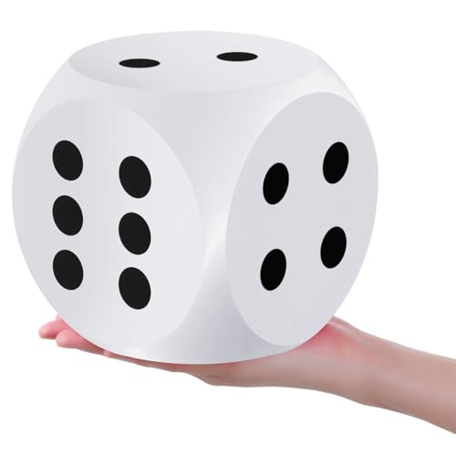 Shappy 6 Inches Foam Dice Fun Filled Large Educational Toy Kawaii Giant Dice Decorative Eva Foam Jumbo Cube Big Square Building Blocks for Game Nights Learning Sessions(White,1 Pc)