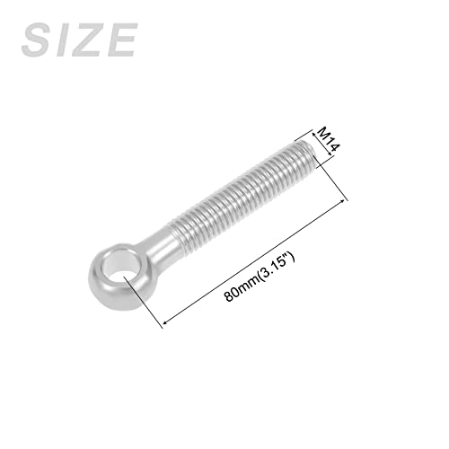 Image of METALLIXITY Shoulder Swing Lifting Bolt (M14x80mm) 2Pcs, 304 Stainless Steel Eye Bolts - for Home Renovation, Pipeline Gate Valves Fasteners, Silver