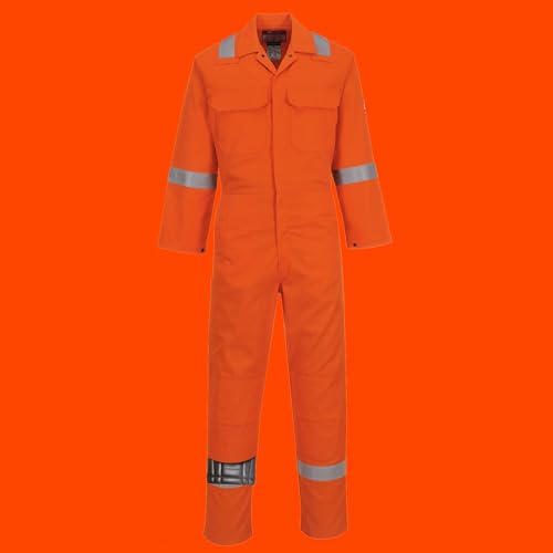 Image of Portwest UBIZ5 Bizweld Work Iona FR Coverall Guaranteed Flame Resistant | Orange, 6X Large, NFPA 2112, ASTM F1959 ATPV 11.2, UPF 40+, ASTM F1506, Regular Fit, 100% Polyester, Rule Pocket, Welding