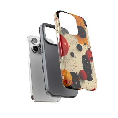 Coque rigide brillante iPhone 14 Pro motif cercles abstraits élégants