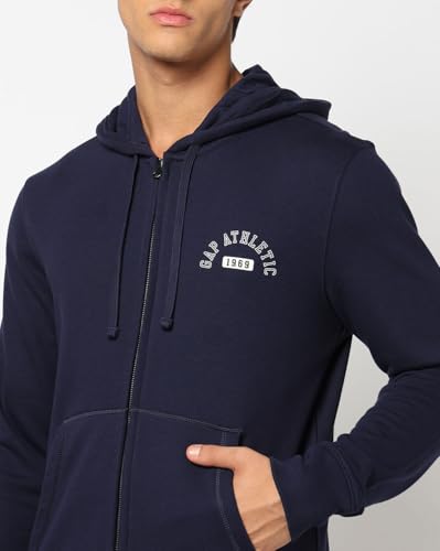 Image of Gap Men Graphic Printed Regular Fit Full Sleeves Hooded Sweatshirt