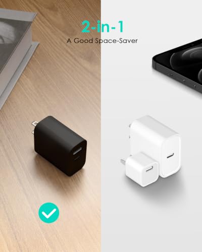 Image of [4 Pack] USB C Charger Block Fast Charging Multiport Adpater [PD 20W USB-C & QC 3.0 USB-A Port] for iPhone 17 /16 /15 /14 /13 /12 /11 /X /9, iPad, Galaxy, Google & More [Black]