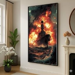 Tableau de guerre sur toile pour passionné d'histoire maritime 40 x 70 cm