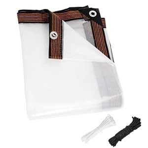 8×16 FT Clear Waterproof Tarps Heavy Duty Outdoor Garden Rainproof Covering,Clear Vinyl Tarp with Grommets,Transparent Waterproof Tarpaulin for Covering Henhouse Porch Canopy Plant Camping