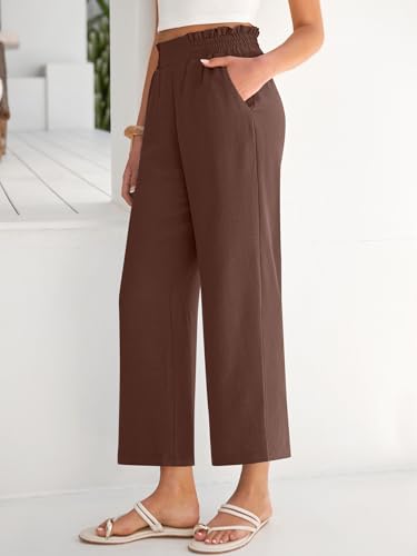 Image of ANRABESS Womens Wide Leg Palazzo Pants Summer Beach High Waisted Cropped Flowy Pants 2026 Dressy Casual Trousers with Pockets