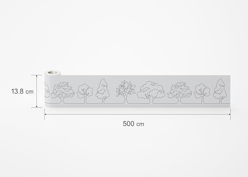 AG Design Selbstklebende Bordüre Bäume, AWB 8282 | Wasserfest Dekoration für Wände, Möbel, Tapeten, Wandverkleidungen und Türen, Folie, Mehrfarbig | Breite 500 cm x Höhe 13.8 cm