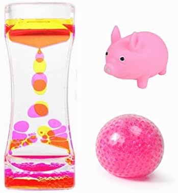 Arthink Sensory Toys Set,Liquid Motion Bubbler with 2 pcs Stress Toys, Fidget Timer Liquid Toy ,Water Bead Stress Ball Squishies Squeezing Pig Toys Set for Anxiety Autism ADHD thumbnail