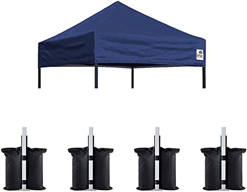 Image of Eurmax USA 5x5 Pop Up Canopy Replacement Top,Universal Instant Canopy Cover ONLY,Heavy Duty UPF 50+ UV Protection,Water & Wind Resistant Tarp,30+ Colors Available,Bonus 4 Sand Bags (Navy Blue)