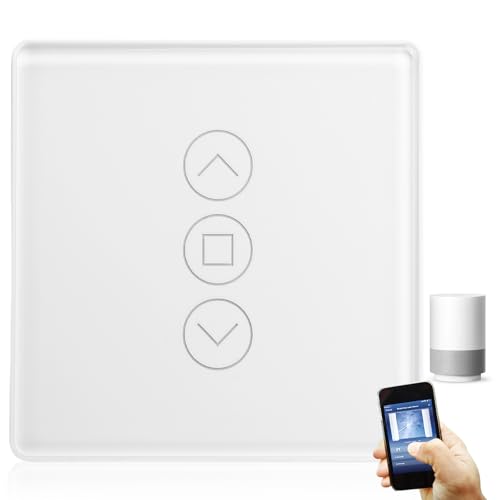 Interruptor de persiana enrollable Wi-Fi inteligente, 2.5D, compatible con Alexa, Yandex y Google Home, temporizador y control de voz, conductor neutro necesario (blanco)