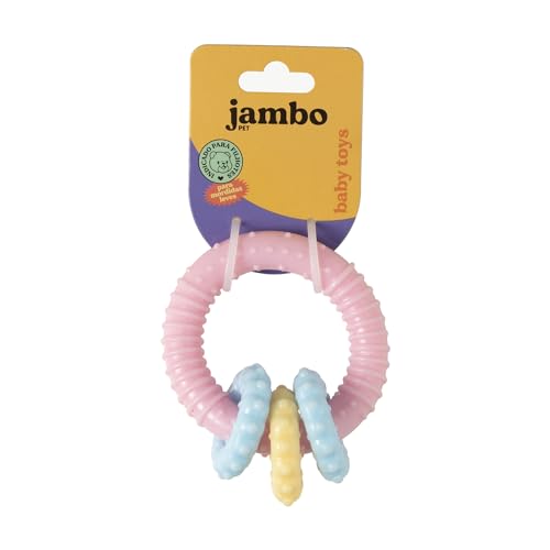 JAMBO PET | Brinquedo Mordedor Para Pets | Baby Argola | Ideal Para Cães Filhotes | Colorido Em Tons Pastel | Material Resistente E Atóxico | Feito em Borracha