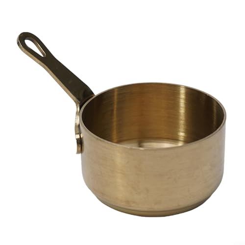 Small 100ML Stainless Steel Saucepan with Long Handle for Milk Warming, Porridge Cooking, and Sauce Preparation (Gold (60ML）)