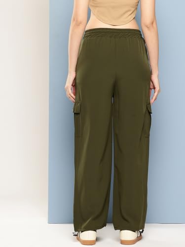 Image of Aarika Womens Casual Wear Black Colour Solid Crep Cargo Pant