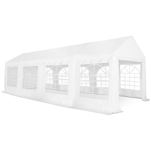 IDMarket - Tente de réception 4x8 M Barnum PE 180gr/m² chapiteau Blanc 40 Personnes