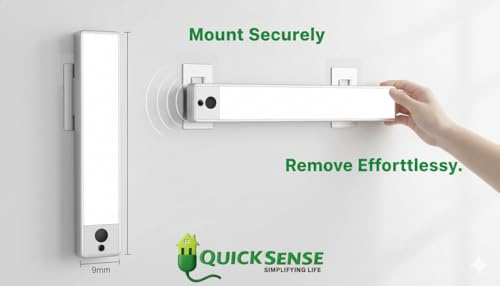Image of Quick Sense QS-MSD01 Motion Sensor Light | PIR Auto-On Night Lamp | Rechargeable LED for Cabinet Wardrobe Stairs