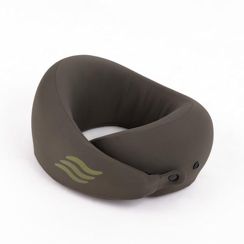 Assembly Comfortable Travel Neck Pillow - Pure Memory Foam Neck Support, Breathable & Machine Washable Cover, Ideal for Airplane Travel Kit (Olive Green)
