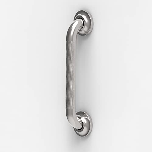 Ameriluck Grab Bar With Knurled Anti-Skid Grip, Ada Compliant 500Lbs Supporting, Stainless Steel Brushed Nickel (12In, 1Pk) #TOP3