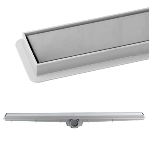 Ralo Linear Oculto Invisível Inteligente Sifonado para Banheiro Grelha em Inox 6x70cm (Cinza)