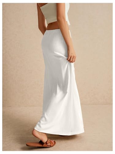 SOLY HUX Women's Summer Maxi Skirt Drawstring Low Waist A Line Casual Skirts2