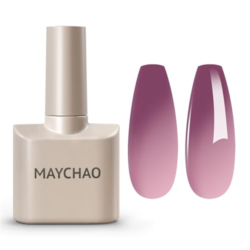 MAYCHAO 15ML Color Changing Gel Nail Polish 1Pc Indigo-Coral Temperature Change Gel Polish Soak Off Nail Polish Nail Art Manicure Salon DIY Gifts at Home, 0.5 OZ