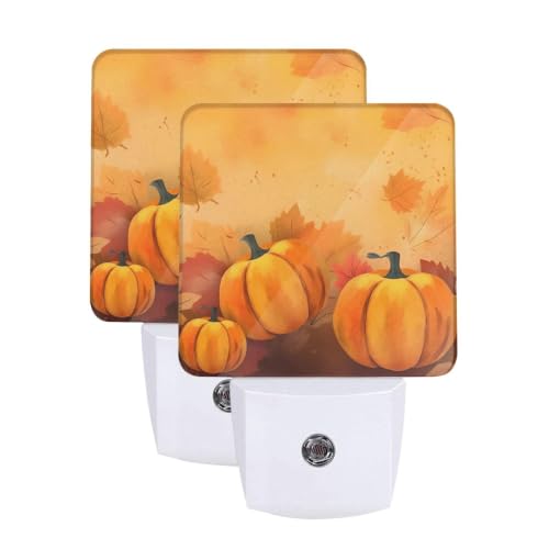 Image of Fall Pumpkins LED Plug-in Night Light 2-Pack for Bedroom