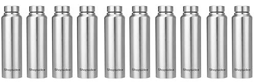 Image of bottle Stainless Steel Water Bottle, 1000 ml, Silver, Leak-Proof, Modern Design Stainless Steel Water Bottle,school /college /office /home /kitchen /gym /travelling (Pack 10)