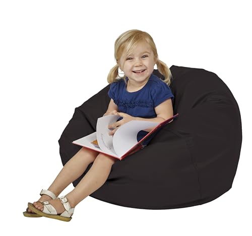 FDP SoftScape Classic 26' Junior Bean Bag Chair, Furniture for Kids, Perfect for Reading, Playing Video Games or Relaxing, Alternative Seating for Classrooms, Daycares, Libraries or Home - Black