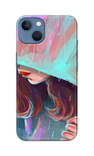 Image of PRINTFIDAA Pretty Woman Under The Umbrella Painting Printed Designer Hard Case for Apple iPhone 13, A2633, A2482, A2631, A2634, A2635 Back Cover -(e) RPM1007