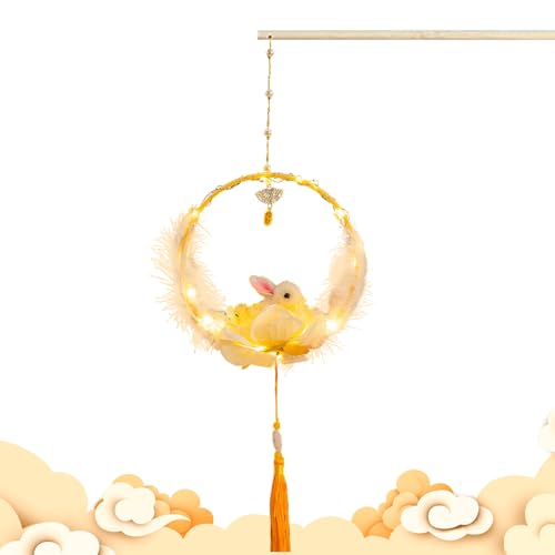 Farol de mediados otoños: juego de manualidades tradicional para linternas, bonito diseño de conejo, joyería portátil para niños y adultos, decoración de fiesta para fiesta de la luna