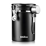 SEALON Kaffeedose Luftdicht Kaffeebehälter 1.8l - Luftdichte Kanister Edelstahl Luftdichte Kanister Küchenbehälter für Kaffeebohnen/Tee/Zucker/Keks/Mehl