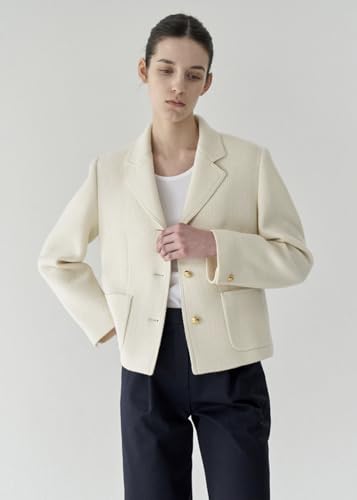 Women's Tweed Blazers Jackets Casual Long Sleeve Turn-Down Collar Business Casual Cropped Coats2