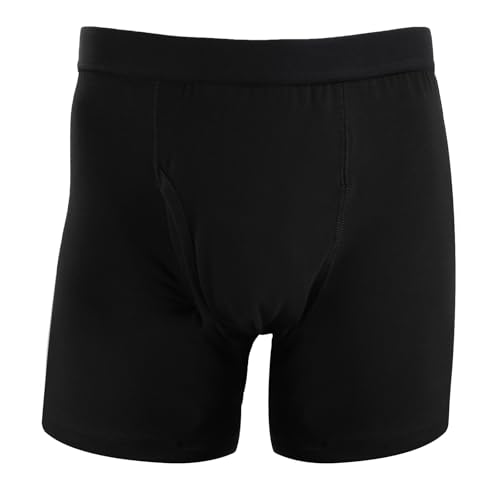 Leafly 【泌尿器科医監修】尿漏れパンツ 失禁パンツ 男性用 大容量100cc 横漏れ防止パット付き 前開き可能 ボクサーパンツ 臭い防止 抗菌加工 銀イオン加工 日本製機材使用 ISO9001品質認証工場製造 (黒, M)