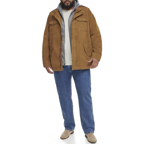 Image of Levi's Men's Washed Cotton Hooded Military Jacket (Regular & Big & Tall Sizes)