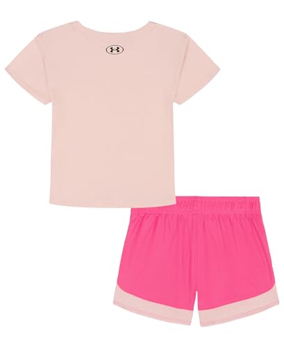 Image of Under Armour Girl's 2-piece Short Sleeve Tee and Shorts Set, Lightweight and Comfortable