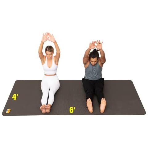 Pogamat Extra Large Yoga Mat – Non-Slip, 6 ft x 4 ft Workout Mat for Yoga, Pilates, Meditation, Stretching, and Fitness – 8mm Thick for Extra Cushion. Use For Any Exercise Without Shoes Cover