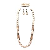 Hibeads Nigerian Wedding African Beads Jewelry Set Women Simulated Pearl Necklace Earrings and Bracelet (5)