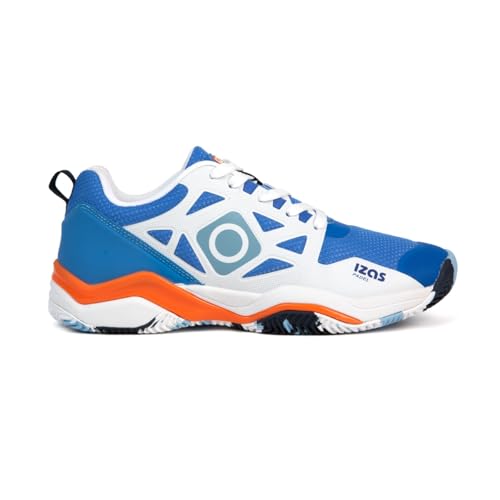 Izas Ibort Zapatillas de Padel para Hombre y Mujer con Cordones y Suela Antideslizante. Deportivas Ligeras y Transpirables de Alto Rendimiento. Zapatos Unisex para Pádel Color Blanco, Azul y Naranja ⭐