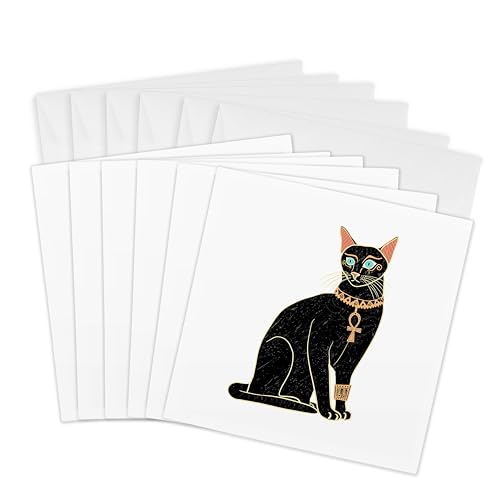 Cartes de vœux chat égyptien 3dRose Gc_310720_1 lot de 6 formats 15x15 cm