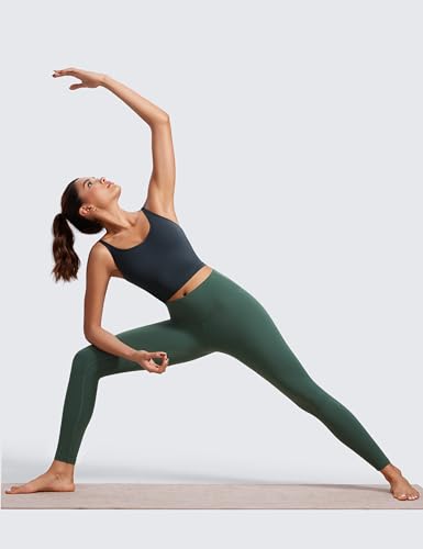 Image of CRZ YOGA Butterluxe-Light Womens V Neck Longline Sports Bra - Spaghetti Straps Workout Crop Top Padded Yoga Cami