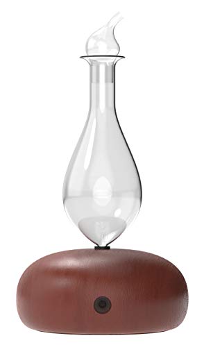 Droplet Nebulizer Diffuser - Waterless diffuser For Essential Oils Aromatherapy - Wood Base, Glass Top - Fills Big Rooms In Minutes With Pure and Natural Aromas - VINEVIDA (Red Wood)
