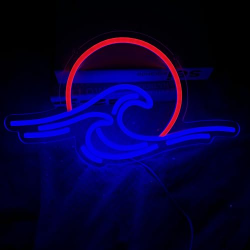 Xusdamyj Sunset Over The Waves Neon Sign,Sunset Sunrise Sign for Wall Decor Dimmable Wave Neon Sign,for Man Cave Bedroom Living Room - Image 2