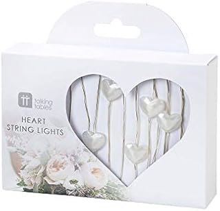 Talking Tables Love Heart String Lights Battery Operated LED (3m) with Silver Wire - for Wedding, Valentine's Day, Engagement Party, Bridal Shower, Anniversary