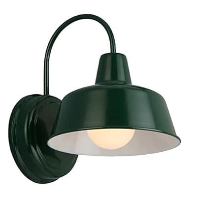 Mason Barn Light Indoor/Outdoor Wall Mount Modern Industrial Farmhouse Design House Wall Light for Patio, Garage, Bathroom, Office, Kitchen, 8-Inch, Forest Green, 579342