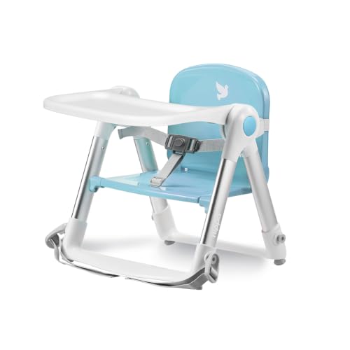Image of Apramo 3-in-1 Toddler Booster Seat for Kitchen Chair & Dining Table with Removable Tray and Safety Straps, Portable& Foldable Babies Chair for Table, Feeding, Floor & Travel, Blue