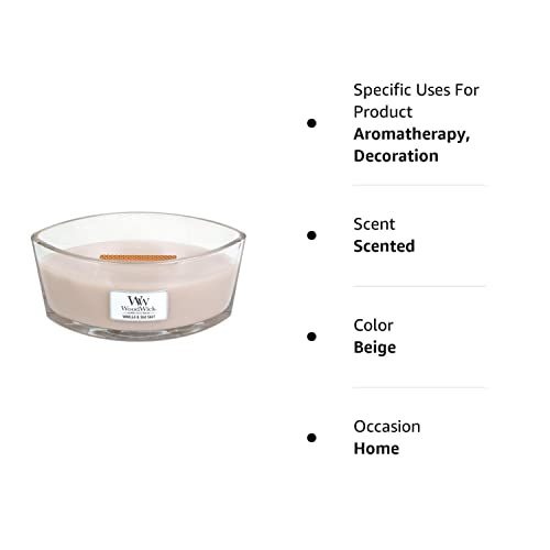 Woodwick Vanilla & Sea Salt, Highly Scented Candle, Ellipse Glass Jar With Original Hearthwick Flame, Large 7-Inch, 16 Oz #TOP1