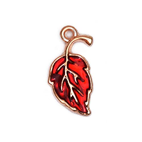 Image of VIDRIO Pack of 80 Autumn Leaves Enamel Charms Gold Plated Colored Pendants Hawaii Style Accessories for Necklace Bracelet Jewelry Making DIY Crafting