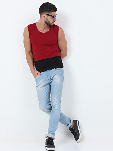 Image of Ideation Men's Cotton Round Neck Color Block Sleeveless T-Shirt