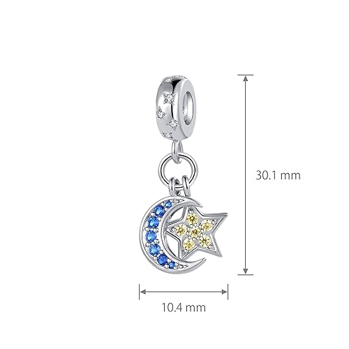 Image of Sparkling Lucky Star Charm Compatible Pandora Charm Bracelet Bead I Love You Gift for Women Pendant Jewelry