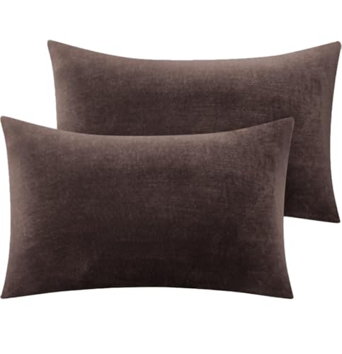 Image of Sands Premium Ultra Soft Woollen Pillow Cover Set of 2 for Winter with Zipper Closure, Cozy Pillow Case Perfect for Warmth, Flannel Warm Pillowcases, King size-18X28 Inches (Chocolate)