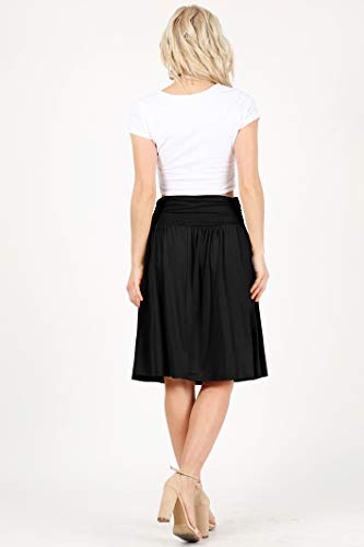 Simlu 599444 Black Skirts For Women Knee Length High Waisted Black Skirt Flowy Skirt Black Aline Skirt Black Pocket Skirt thumb #2